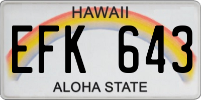 HI license plate EFK643