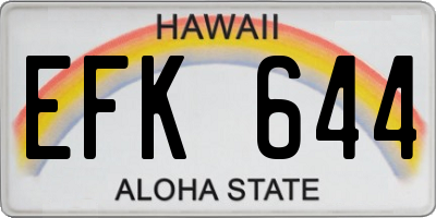 HI license plate EFK644