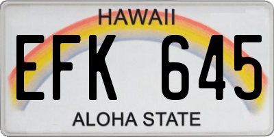 HI license plate EFK645