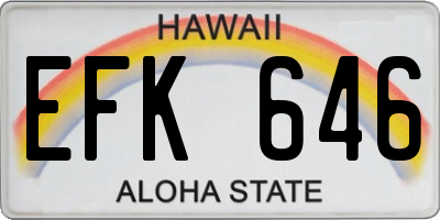 HI license plate EFK646