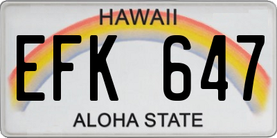 HI license plate EFK647