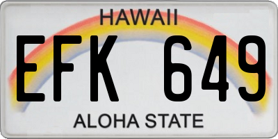 HI license plate EFK649