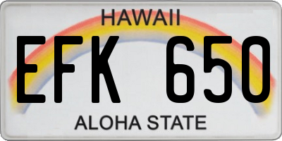 HI license plate EFK650