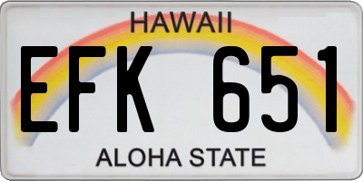 HI license plate EFK651