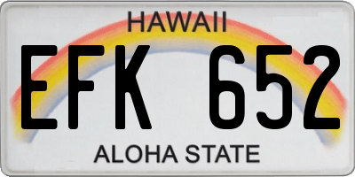 HI license plate EFK652