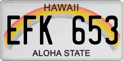 HI license plate EFK653