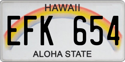 HI license plate EFK654