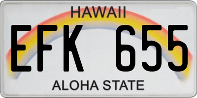 HI license plate EFK655