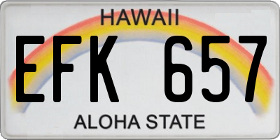 HI license plate EFK657