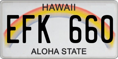 HI license plate EFK660