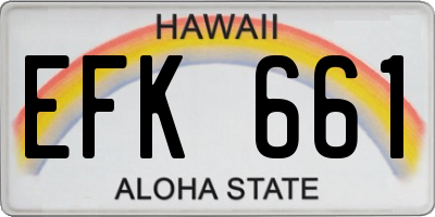 HI license plate EFK661