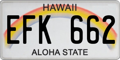 HI license plate EFK662