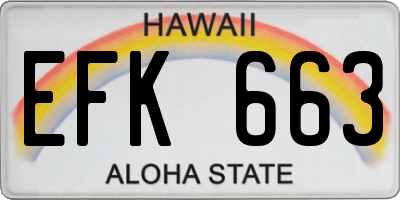 HI license plate EFK663