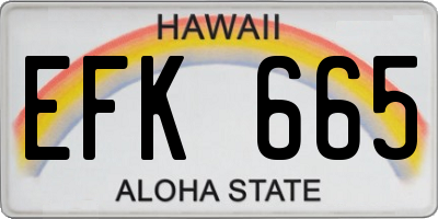 HI license plate EFK665