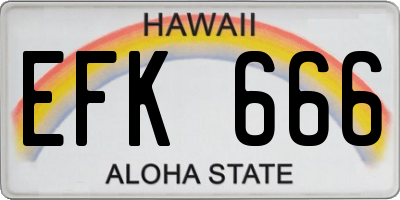 HI license plate EFK666