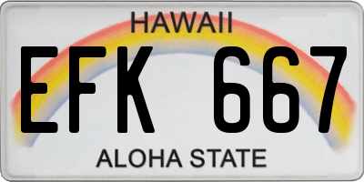 HI license plate EFK667