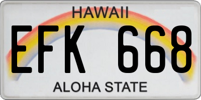 HI license plate EFK668