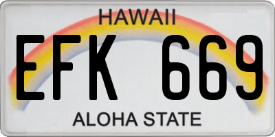 HI license plate EFK669