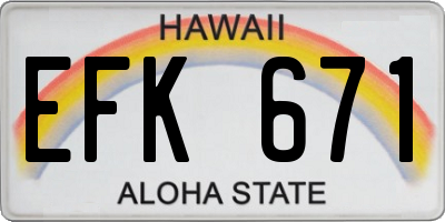 HI license plate EFK671