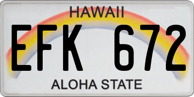 HI license plate EFK672