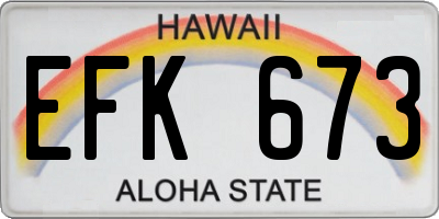 HI license plate EFK673