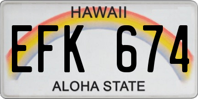 HI license plate EFK674