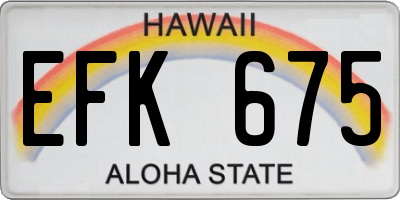 HI license plate EFK675