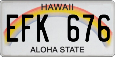 HI license plate EFK676