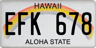 HI license plate EFK678