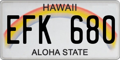 HI license plate EFK680