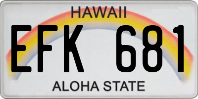 HI license plate EFK681