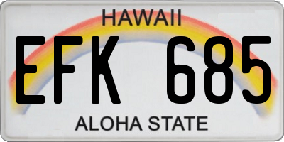 HI license plate EFK685