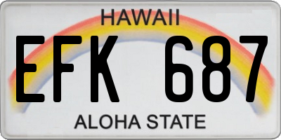 HI license plate EFK687