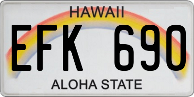 HI license plate EFK690