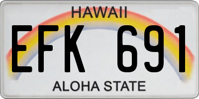 HI license plate EFK691