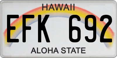 HI license plate EFK692