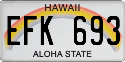 HI license plate EFK693