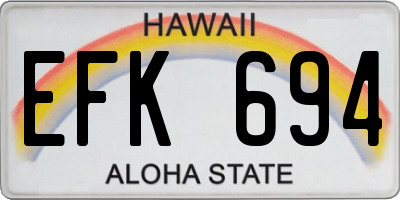 HI license plate EFK694