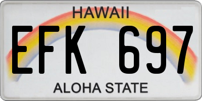 HI license plate EFK697