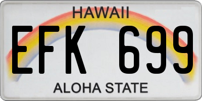 HI license plate EFK699