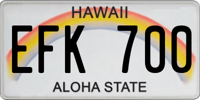 HI license plate EFK700