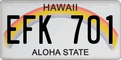 HI license plate EFK701