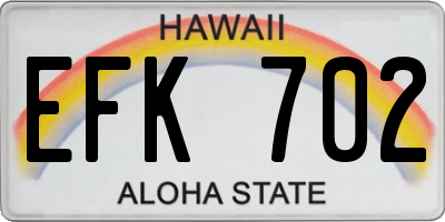 HI license plate EFK702