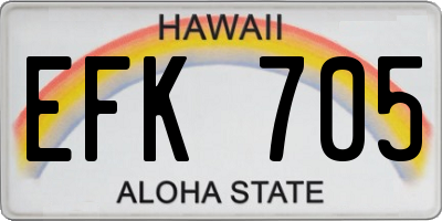 HI license plate EFK705