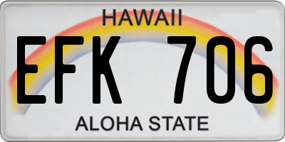 HI license plate EFK706