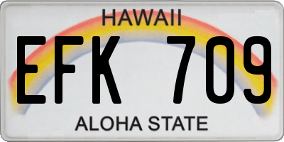 HI license plate EFK709