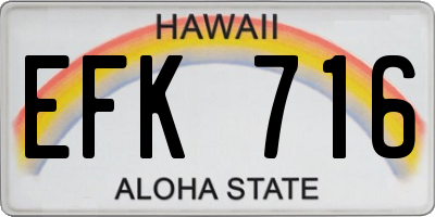 HI license plate EFK716