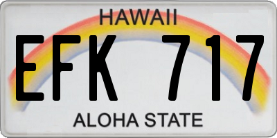 HI license plate EFK717