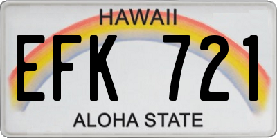 HI license plate EFK721
