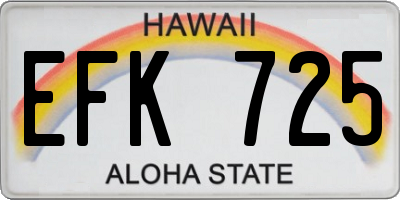 HI license plate EFK725